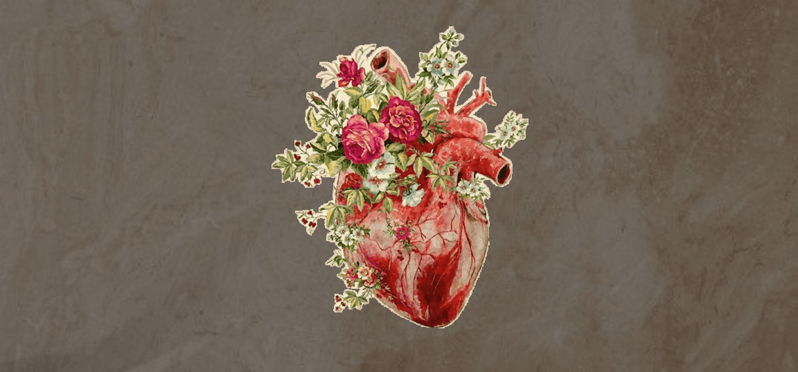 An artistic image of a heart with flowers blooming from it, symbolizing gratitude, love, and emotional growth. It represents how positive feelings and appreciation can grow within a person and spread outward like natural beauty.